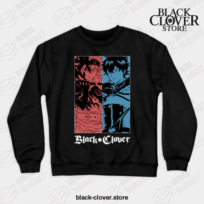 Asta Vs Yuno – Clover Anime Black Crewneck Sweatshirt