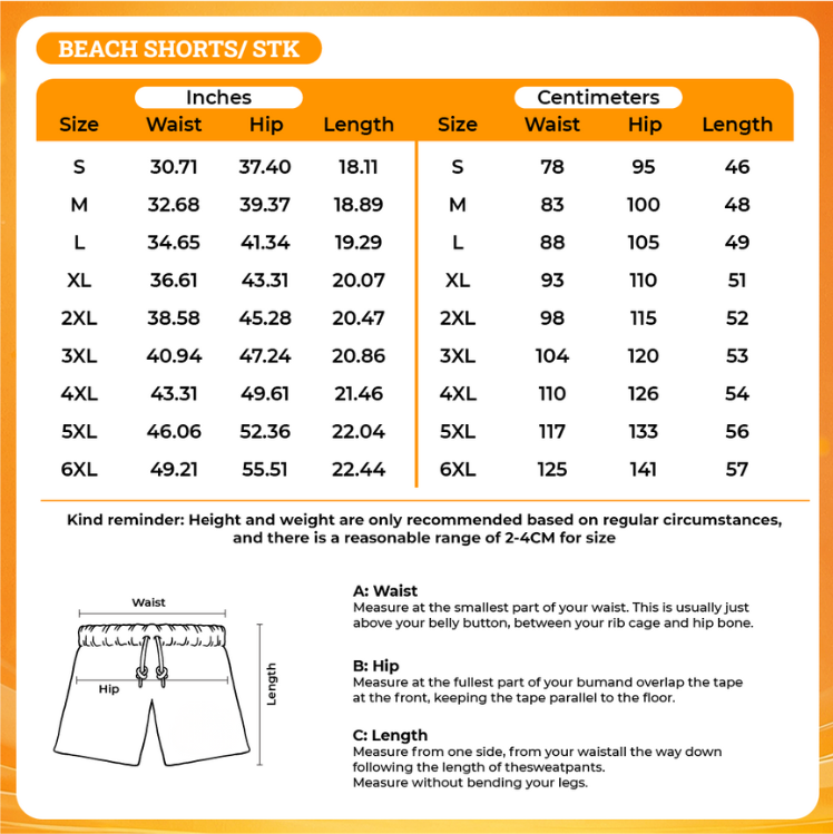 Product size chart