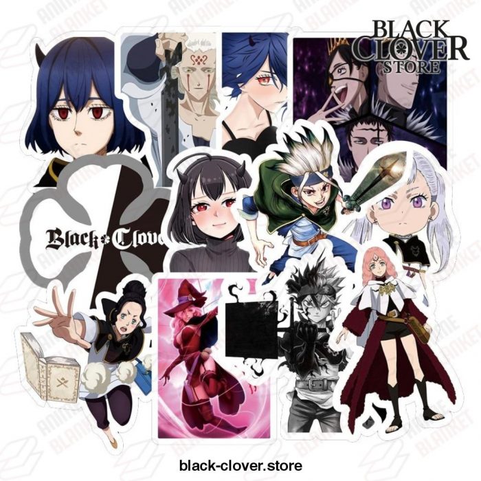 50Pcs Black Clover Waterproof Stickers Travel Luggage Phone Guitar Laptop