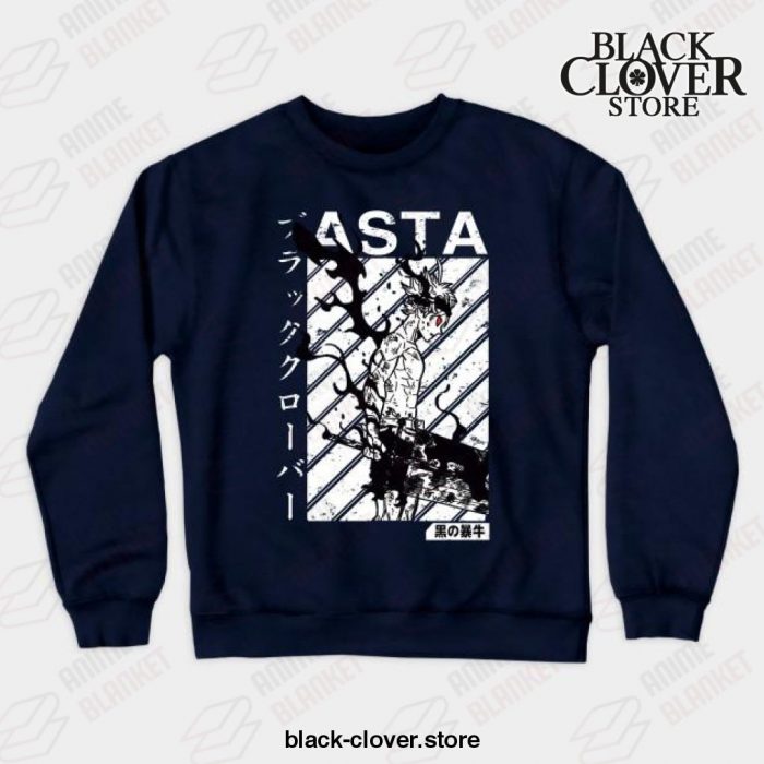 Asta Black Clover Vintage V1 Crewneck Sweatshirt Navy Blue / S