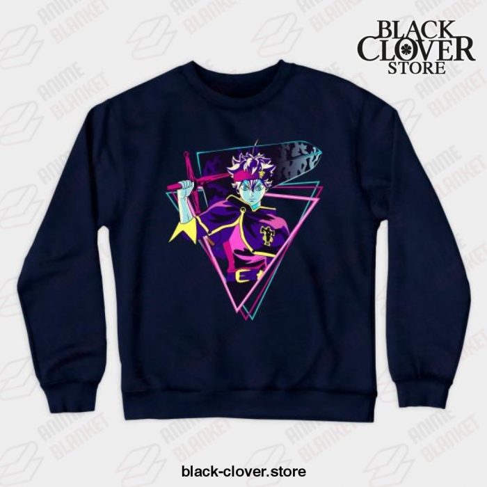 Asta Black Clover Vintage V1 Crewneck Sweatshirt Navy Blue / S