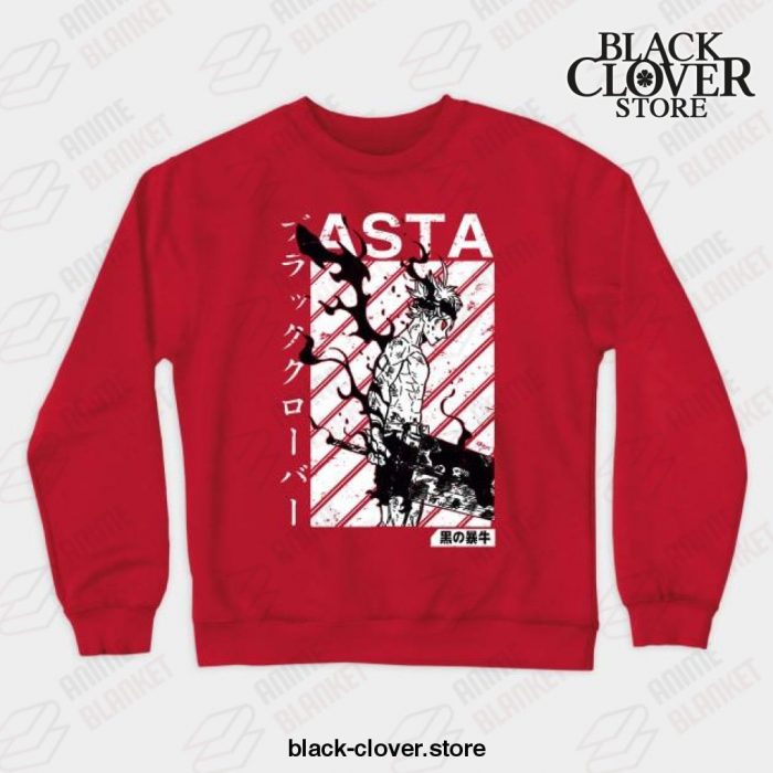 Asta Black Clover Vintage V1 Crewneck Sweatshirt Red / S