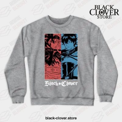 Asta Vs Yuno - Clover Anime Black Crewneck Sweatshirt Gray / S
