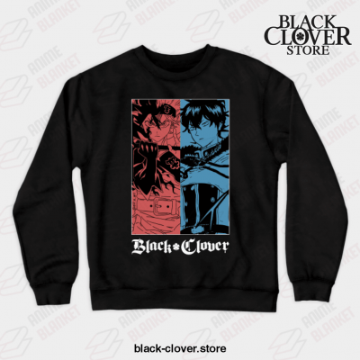 Asta Vs Yuno - Clover Anime Black Crewneck Sweatshirt / S