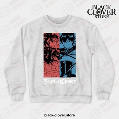 Asta Vs Yuno - Clover Anime Black Crewneck Sweatshirt White / S