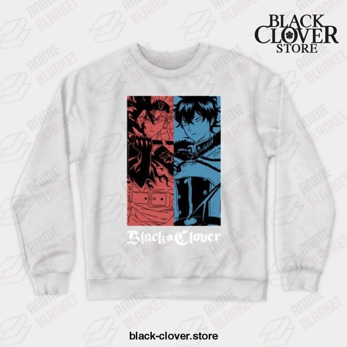 Asta Vs Yuno - Clover Anime Black Crewneck Sweatshirt White / S