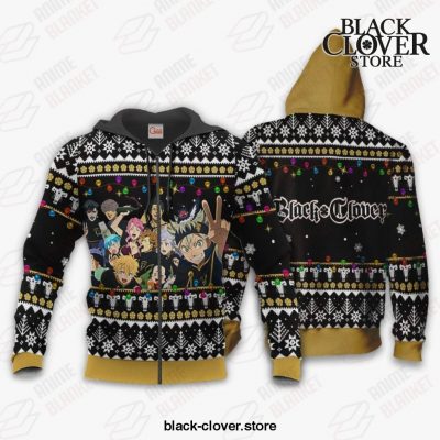 Black Bull Ugly Christmas Sweater Clover Anime Xmas Gift Va11 Zip Hoodie / S All Over Printed Shirts