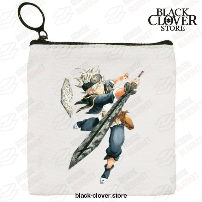 Black Clover Asta Canvas Coin Purse Small Wallet Zipper Bag Hand Style 1