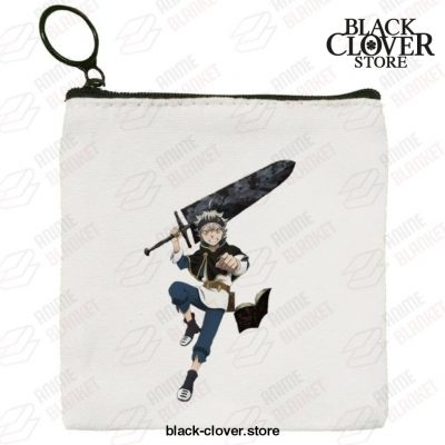 Black Clover Asta Canvas Coin Purse Small Wallet Zipper Bag Hand Style 12