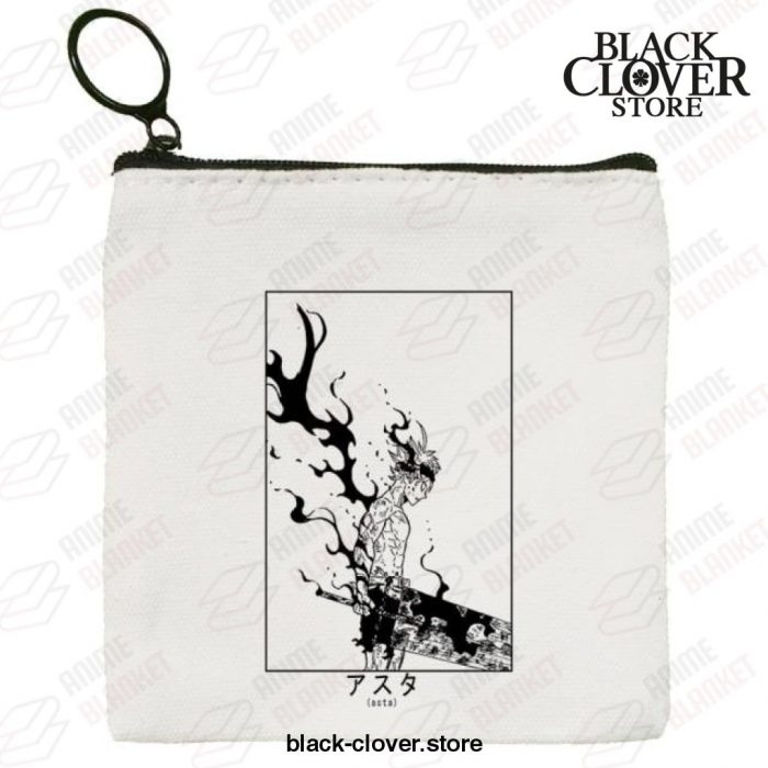 Black Clover Asta Canvas Coin Purse Small Wallet Zipper Bag Hand Style 13