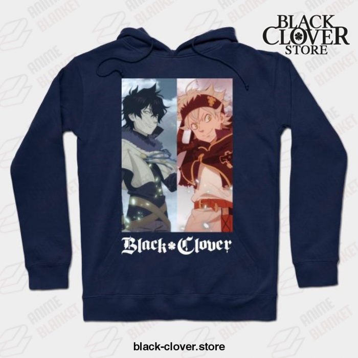 Black Clover Fantasy Anime - Yuno & Asta Hoodie Navy Blue / S