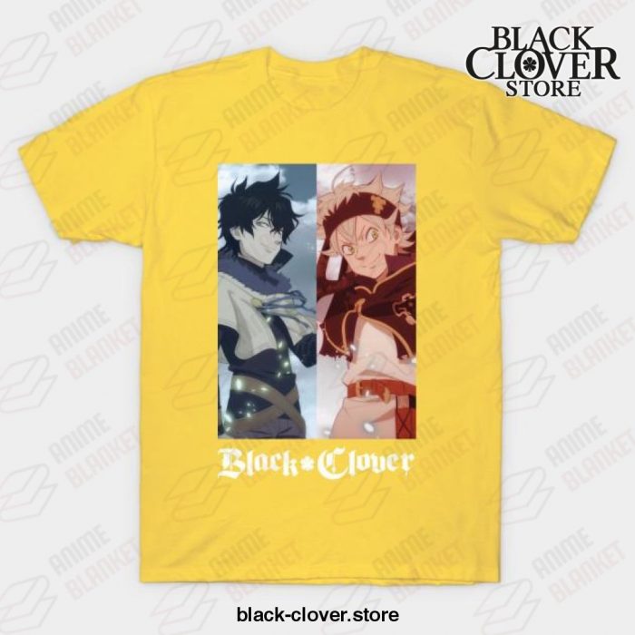 Black Clover Fantasy Anime - Yuno & Asta T-Shirt Yellow / S
