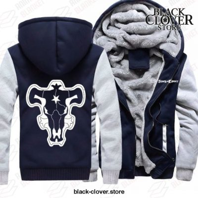 Black Clover Jacket - Bull Coat Zipper Hoodie Winter Warm S / Navy Blue