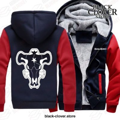 Black Clover Jacket - Bull Coat Zipper Hoodie Winter Warm S / Red