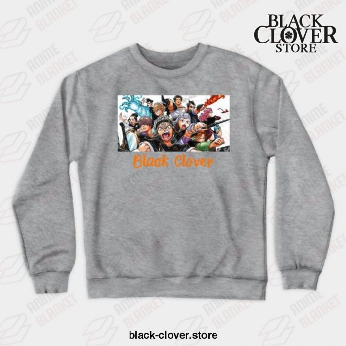 Black Manga Clover Characters Awesome Design Crewneck Sweatshirt Gray / S