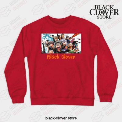 Black Manga Clover Characters Awesome Design Crewneck Sweatshirt Red / S