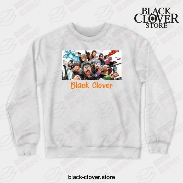 Black Manga Clover Characters Awesome Design Crewneck Sweatshirt White / S