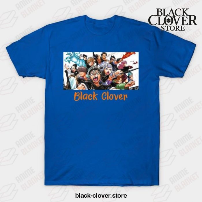 Black Manga Clover Characters Awesome Design T-Shirt Blue / S