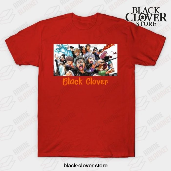 Black Manga Clover Characters Awesome Design T-Shirt Red / S