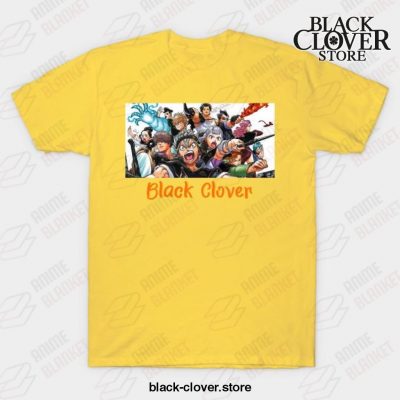 Black Manga Clover Characters Awesome Design T-Shirt Yellow / S