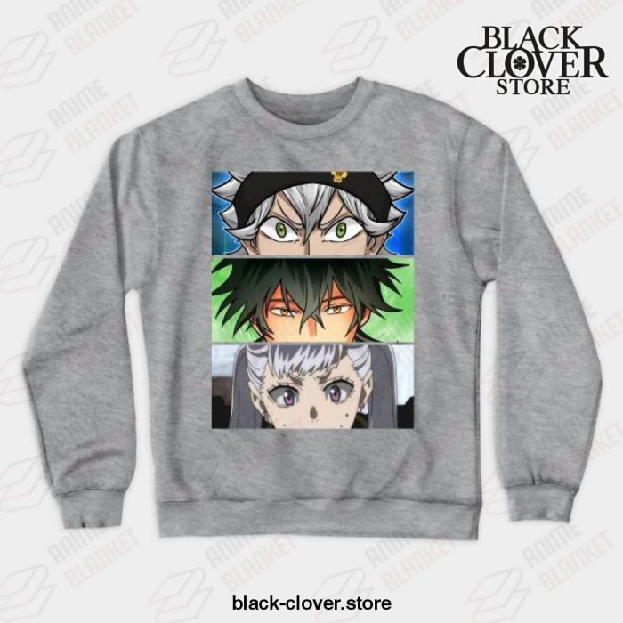 Black Manga Clover Main Characters Crewneck Sweatshirt Gray / S