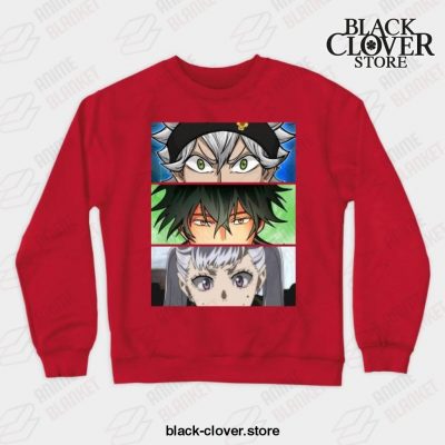 Black Manga Clover Main Characters Crewneck Sweatshirt Red / S
