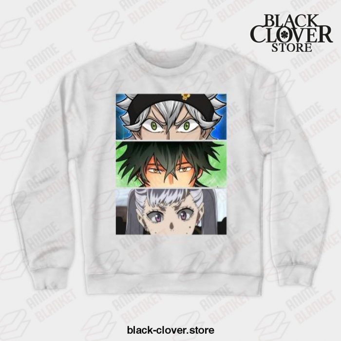 Black Manga Clover Main Characters Crewneck Sweatshirt White / S