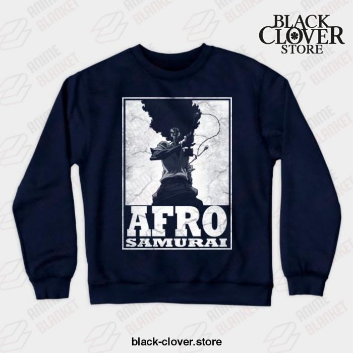 Black Manga Clover Main Characters Design Crewneck Sweatshirt Navy Blue / S