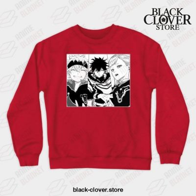 Black Manga Clover Main Characters Design Crewneck Sweatshirt Red / S