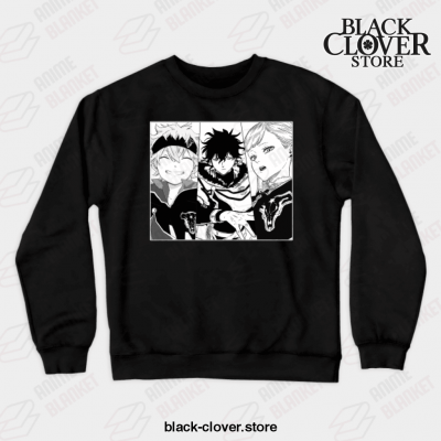 Black Manga Clover Main Characters Design Crewneck Sweatshirt / S