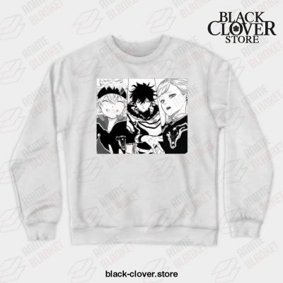 Black Manga Clover Main Characters Design Crewneck Sweatshirt White / S