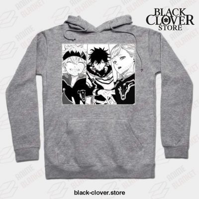 Black Manga Clover Main Characters Design Hoodie Gray / S