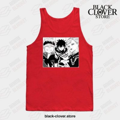 Black Manga Clover Main Characters Design Tank Top Red / S