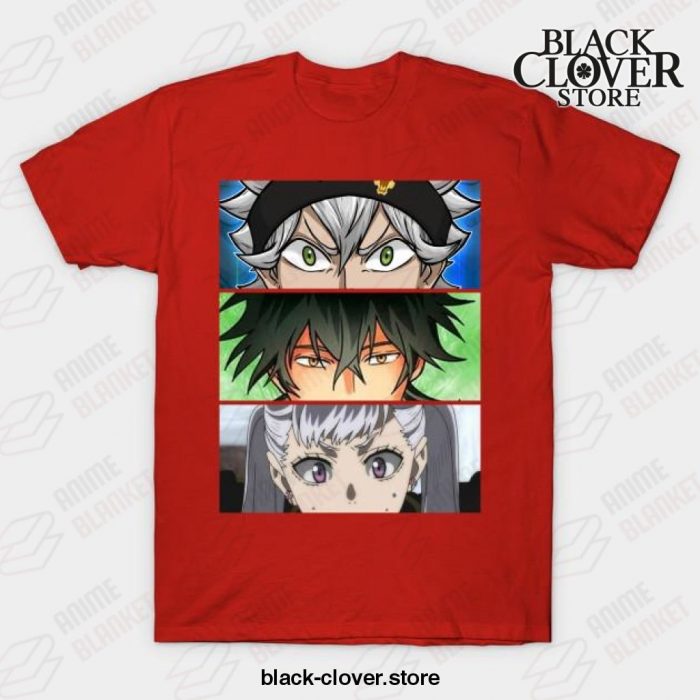 Black Manga Clover Main Characters T-Shirt Red / S
