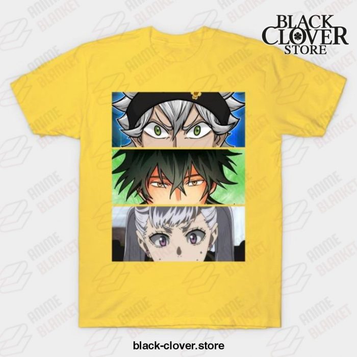 Black Manga Clover Main Characters T-Shirt Yellow / S