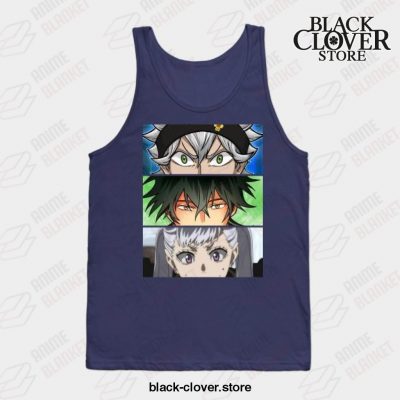 Black Manga Clover Main Characters Tank Top Navy Blue / S