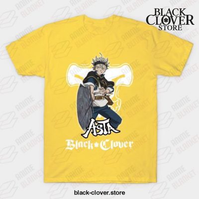 Funny Design Asta Clover Black T-Shirt Yellow / S