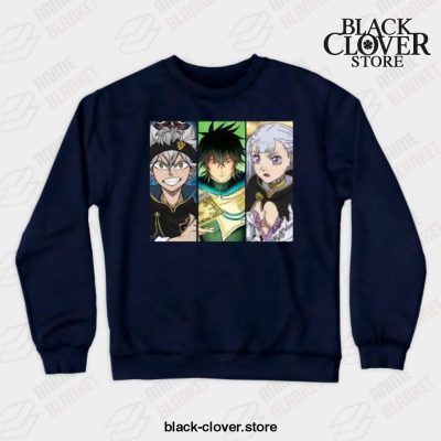 Graphic Love Anime Clover Black Asta Yuno Noelle Crewneck Sweatshirt Navy Blue / S