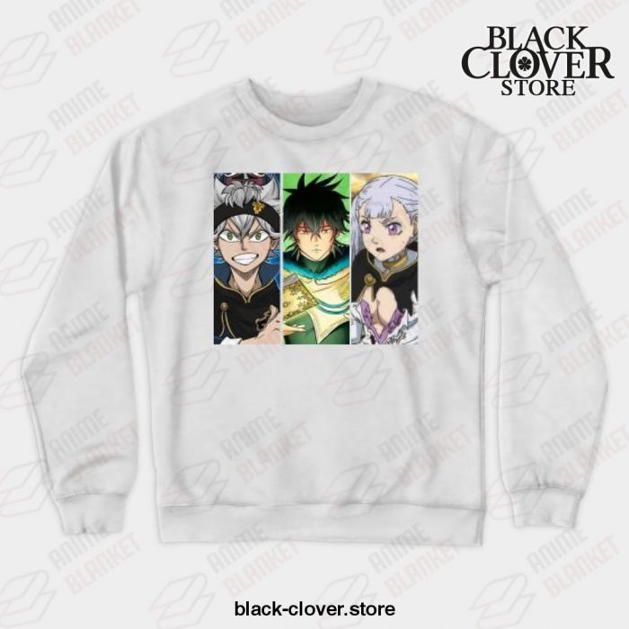 Graphic Love Anime Clover Black Asta Yuno Noelle Crewneck Sweatshirt White / S