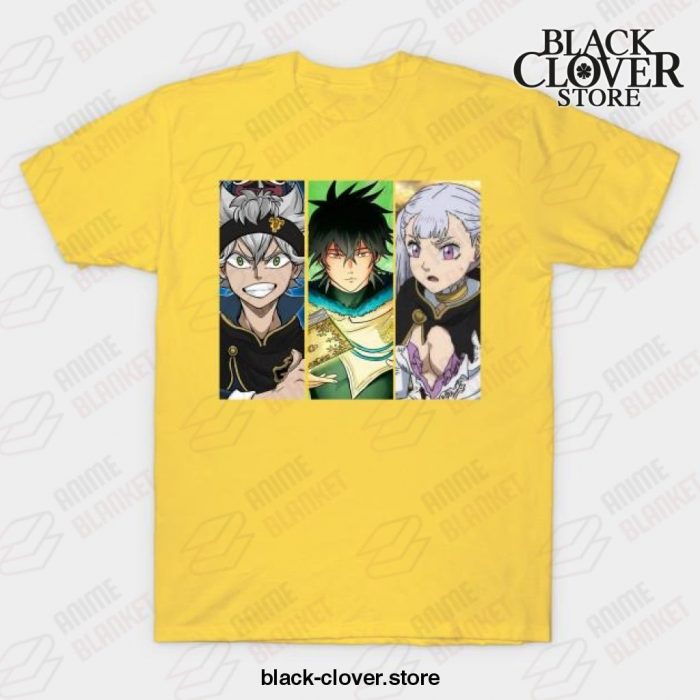 Graphic Love Anime Clover Black Asta Yuno Noelle T-Shirt Yellow / S