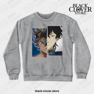 Japanese Manga Black Art Clover Yuno Asta Crewneck Sweatshirt Gray / S