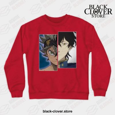 Japanese Manga Black Art Clover Yuno Asta Crewneck Sweatshirt Red / S