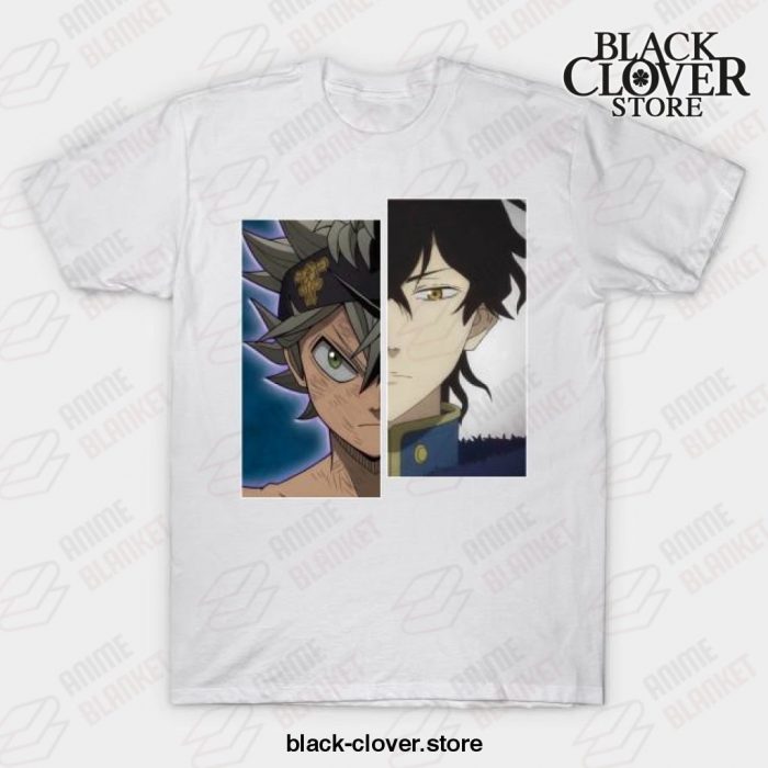 Japanese Manga Black Art Clover Yuno Asta T-Shirt White / S