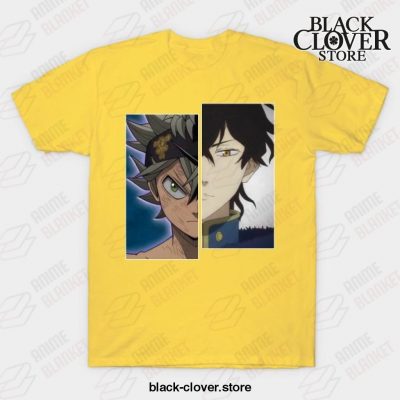 Japanese Manga Black Art Clover Yuno Asta T-Shirt Yellow / S
