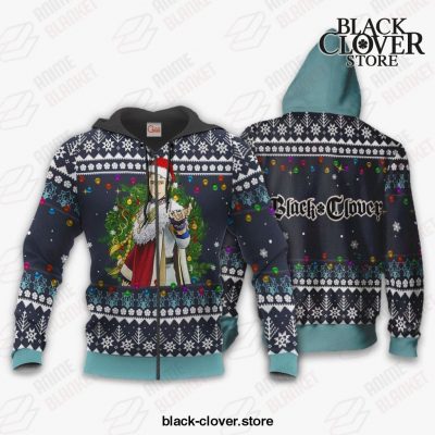 Julius Novachrono Ugly Christmas Sweater Black Clover Anime Gift Va11 Zip Hoodie / S All Over