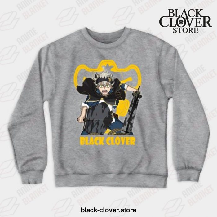 Love Fantasy Manga Black Asta Clover Crewneck Sweatshirt Gray / S