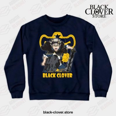 Love Fantasy Manga Black Asta Clover Crewneck Sweatshirt Navy Blue / S