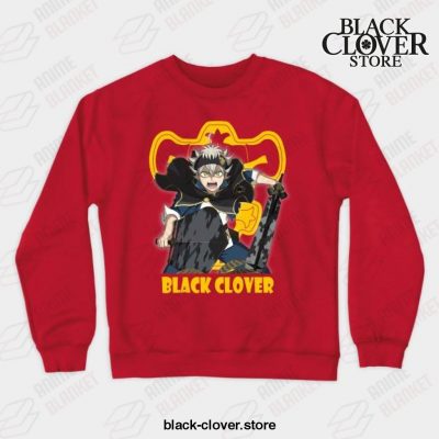 Love Fantasy Manga Black Asta Clover Crewneck Sweatshirt Red / S