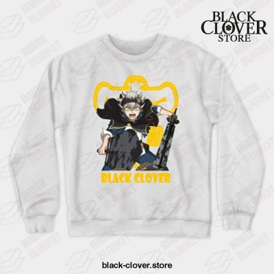 Love Fantasy Manga Black Asta Clover Crewneck Sweatshirt White / S