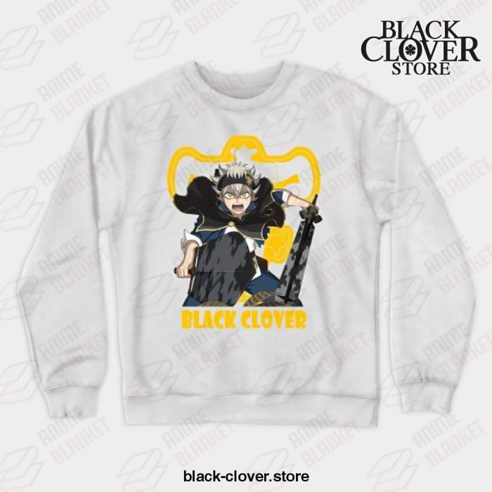 Love Fantasy Manga Black Asta Clover Crewneck Sweatshirt White / S